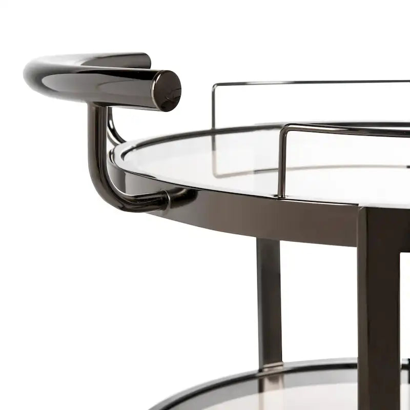 SAFAVIEH Sueann 3 Tier Round Bar Cart-Gold / Tea - 22.1 x 19.7 x 34.3 - 22Wx20Dx34H