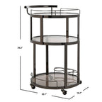 SAFAVIEH Sueann 3 Tier Round Bar Cart-Gold / Tea - 22.1 x 19.7 x 34.3 - 22Wx20Dx34H