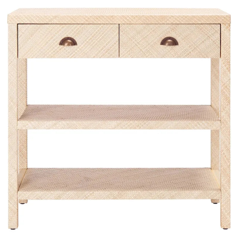 Light Natural Raffia/ Gold Console Table - 31 W x 14 L x 30 H