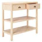 Light Natural Raffia/ Gold Console Table - 31 W x 14 L x 30 H