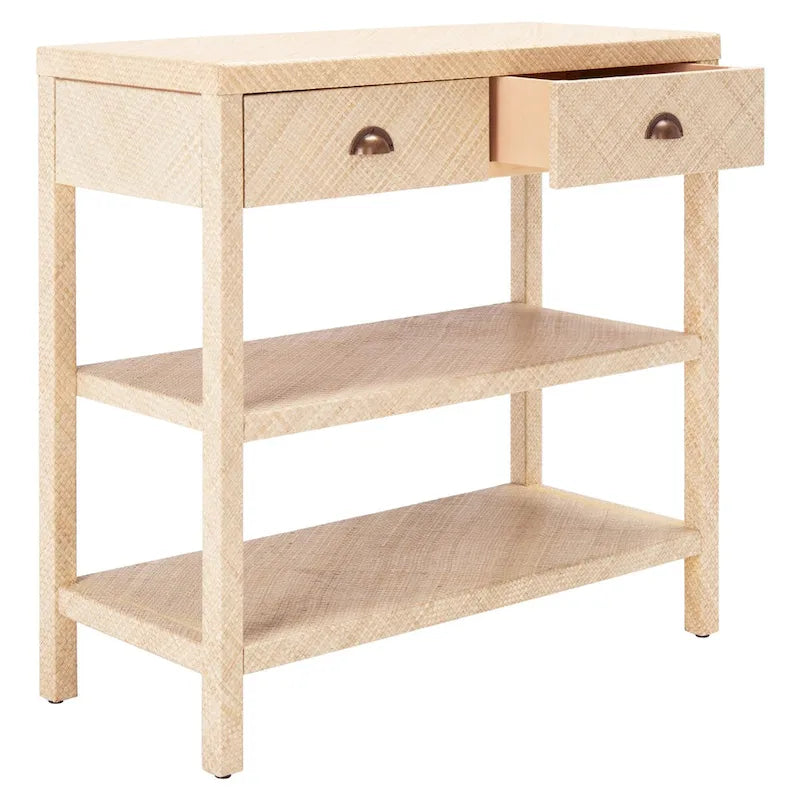 Light Natural Raffia/ Gold Console Table - 31 W x 14 L x 30 H