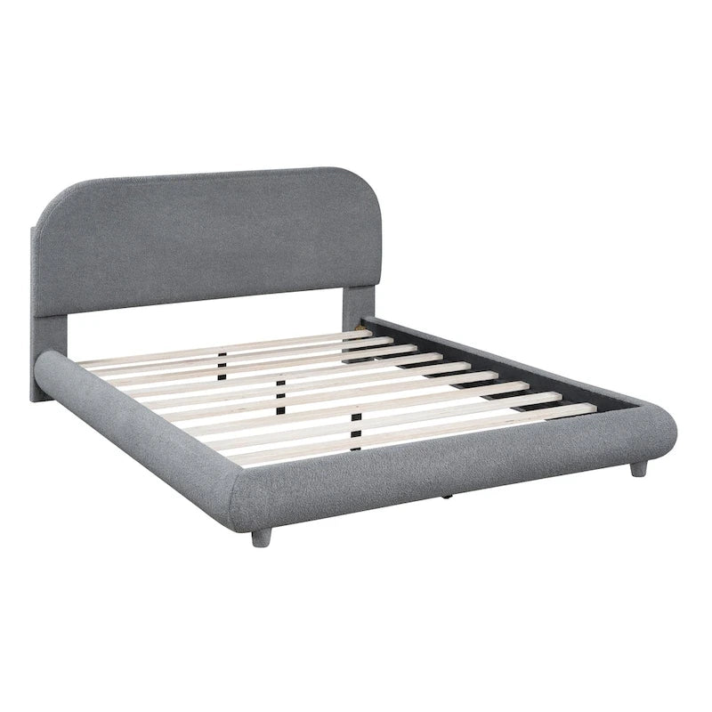 Full Size Upholstered Platform Bed with Thick Fabric
