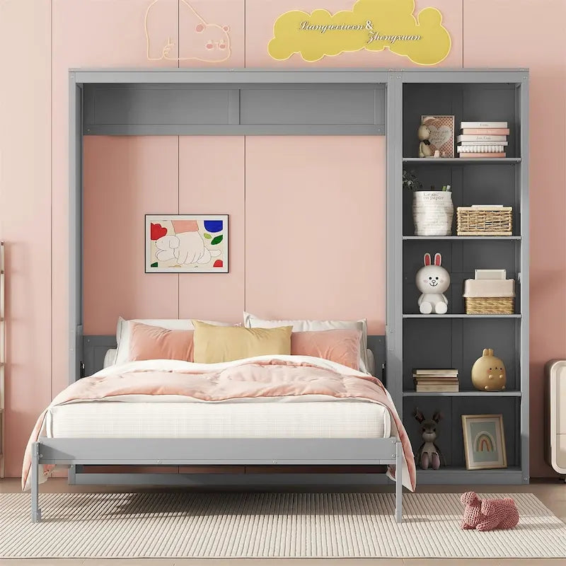 Merax Murphy Bed Wall Bed with Shelves