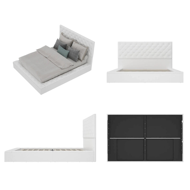 Queen/King Designer Bed Frame with LED Ambiance Lighting PU Leather