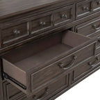 Paradise Valley Saddle Brown Upholstered Bed, Dresser and Mirror Set