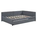 Full Size Upholstered Daybed with Trundle Sofa Bed Frame No Box Spring Needed