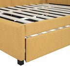 Full Size Upholstered Daybed with Trundle Sofa Bed Frame No Box Spring Needed