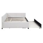 Full Size Upholstered Daybed with Trundle Sofa Bed Frame No Box Spring Needed