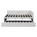 Full Size Upholstered Daybed with Trundle Sofa Bed Frame No Box Spring Needed