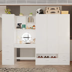 Workspace and Wardrobe Combo Storage Furniture Set with Deluxe Vanity