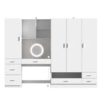 Workspace and Wardrobe Combo Storage Furniture Set with Deluxe Vanity