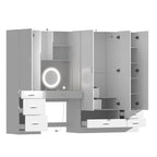 Workspace and Wardrobe Combo Storage Furniture Set with Deluxe Vanity
