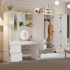 Workspace and Wardrobe Combo Storage Furniture Set with Deluxe Vanity