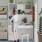 Workspace and Wardrobe Combo Storage Furniture Set with Deluxe Vanity