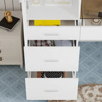 Workspace and Wardrobe Combo Storage Furniture Set with Deluxe Vanity
