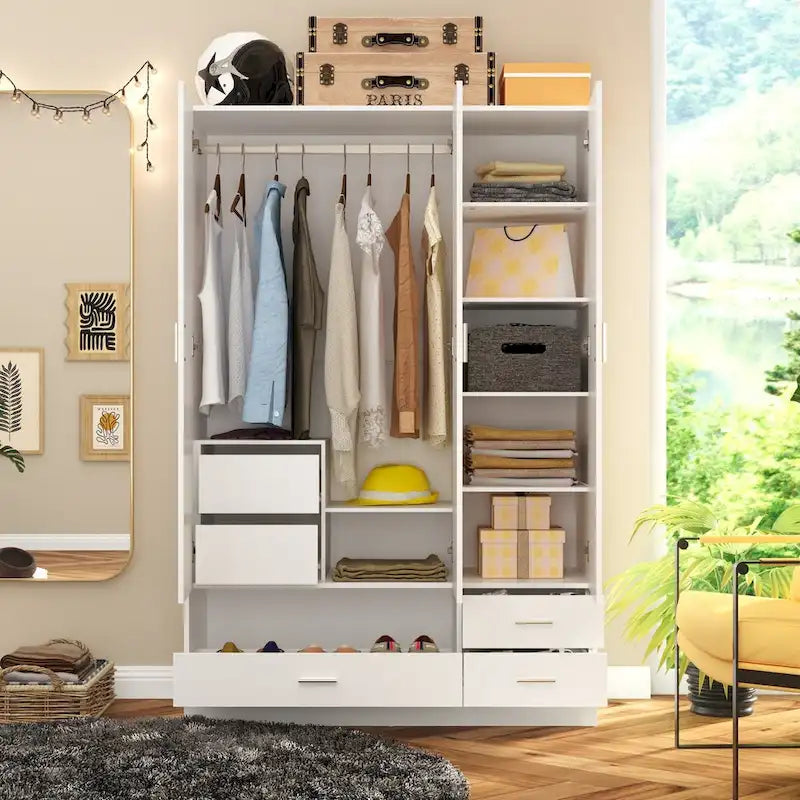 Workspace and Wardrobe Combo Storage Furniture Set with Deluxe Vanity