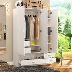Workspace and Wardrobe Combo Storage Furniture Set with Deluxe Vanity