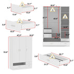 Workspace and Wardrobe Combo Storage Furniture Set with Deluxe Vanity