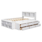Full Bed with Bookcase Headboard, Under bed Storage Drawers and Bed End Storage Case