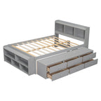Full Bed with Bookcase Headboard, Under bed Storage Drawers and Bed End Storage Case