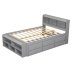 Full Bed with Bookcase Headboard, Under bed Storage Drawers and Bed End Storage Case