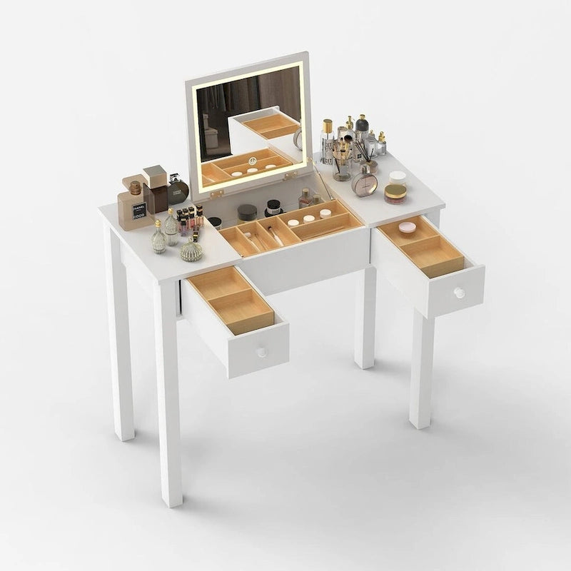 32.99 Makeup Storage Table Makeup With LED Light &Mirror