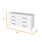FM Furniture Canaan 2-Piece Bedroom Set with Armoire and 6-Drawer Dresser, White