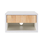 Ettore 15.71 Classic Contemporary Floating Wall Mounted Nightstand with Soft-Close Tambour Drawer and Cable Hole, by JONATHAN Y