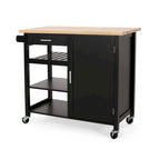 Modern Wooden Kitchen Cart with Wheels Drawer and Cabinet by Christopher Knight Home