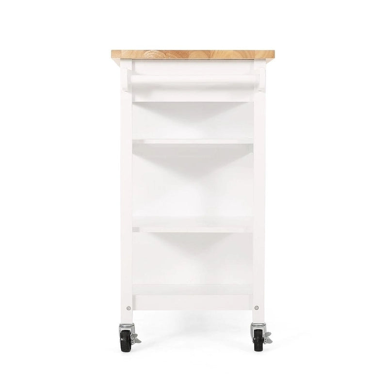 Modern Wooden Kitchen Cart with Wheels Drawer and Cabinet by Christopher Knight Home