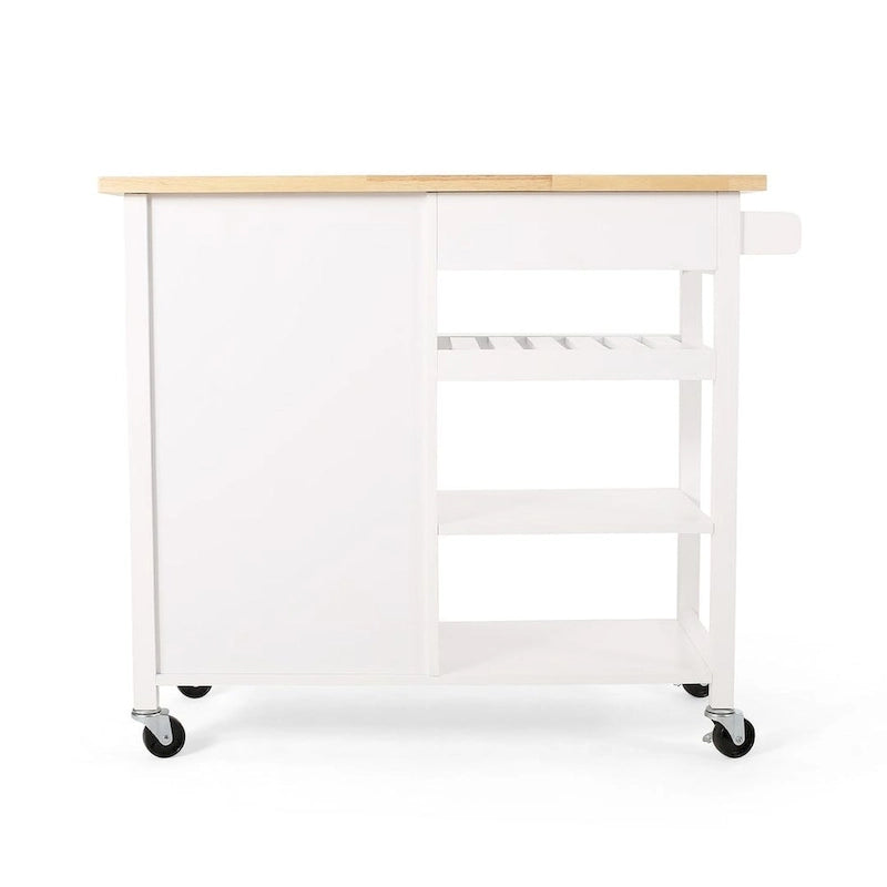 Modern Wooden Kitchen Cart with Wheels Drawer and Cabinet by Christopher Knight Home