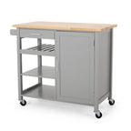 Modern Wooden Kitchen Cart with Wheels Drawer and Cabinet by Christopher Knight Home