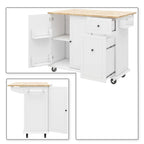 Modern Stylish Wooden Storage Kitchen Island Cart with a Drop Leaf