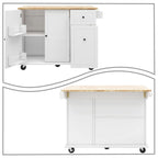 Modern Stylish Wooden Storage Kitchen Island Cart with a Drop Leaf