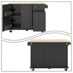 Modern Stylish Wooden Storage Kitchen Island Cart with a Drop Leaf