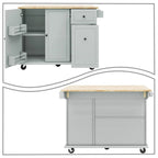 Modern Stylish Wooden Storage Kitchen Island Cart with a Drop Leaf