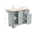 Modern Stylish Wooden Storage Kitchen Island Cart with a Drop Leaf