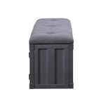 Industrial Style Metal and Fabric Bench with Open Storage, Gray