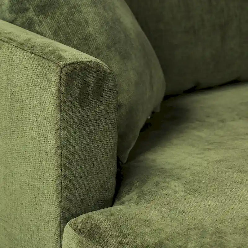 Poly & Bark Lucerne Sectional with Extra-Wide Chaise in Distressed Green Velvet