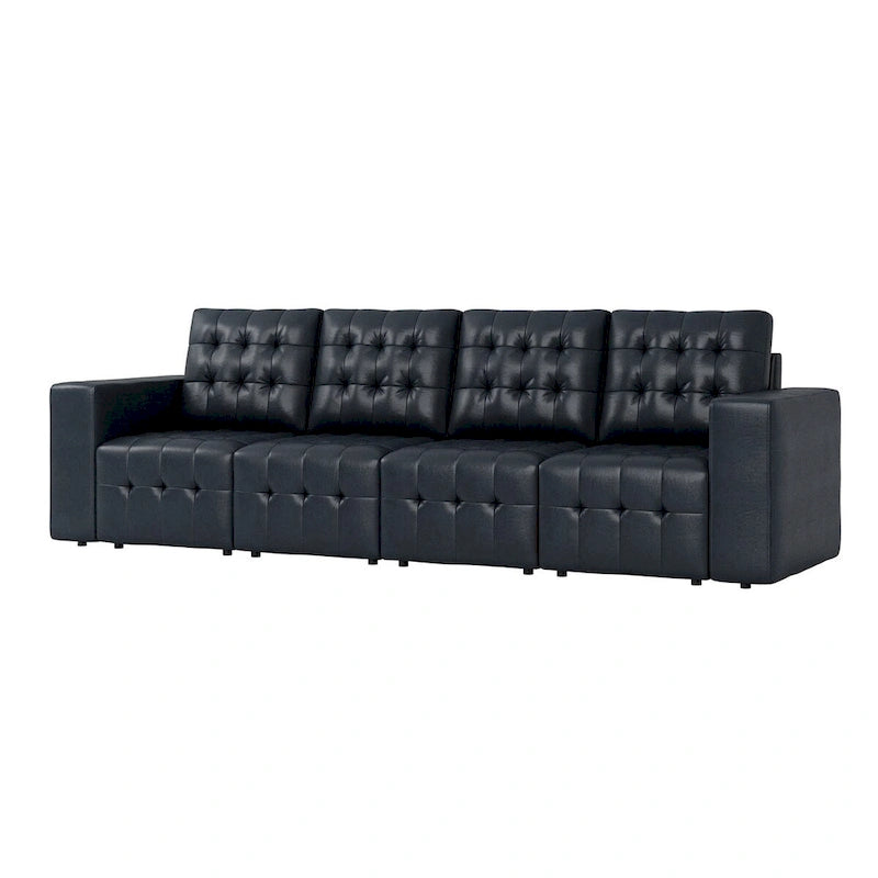 Aurora Genuine Leather Ottoman with Tufted Design by HULALA HOME