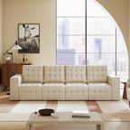 Aurora Genuine Leather Ottoman with Tufted Design by HULALA HOME