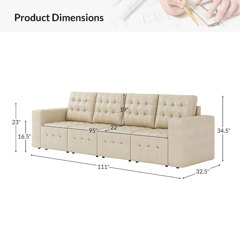 Aurora Genuine Leather Ottoman with Tufted Design by HULALA HOME