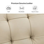 Aurora Genuine Leather Ottoman with Tufted Design by HULALA HOME