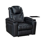 PU Leather Power Recliner Chair with Power Adjustable Headrest, USB Port, Storage Arms, Cup Holder Swivel Tray Table