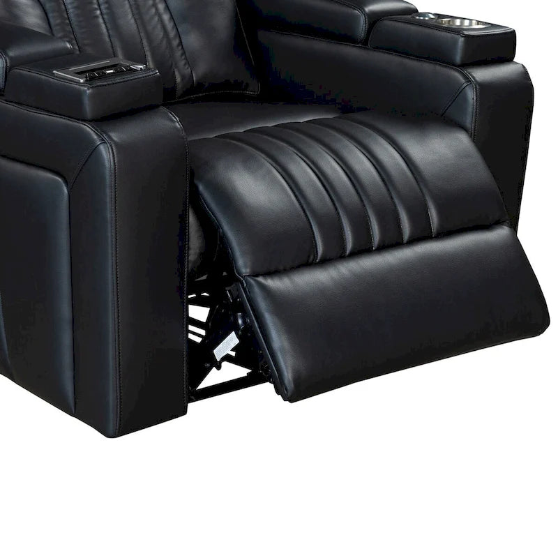PU Leather Power Recliner Chair with Power Adjustable Headrest, USB Port, Storage Arms, Cup Holder Swivel Tray Table
