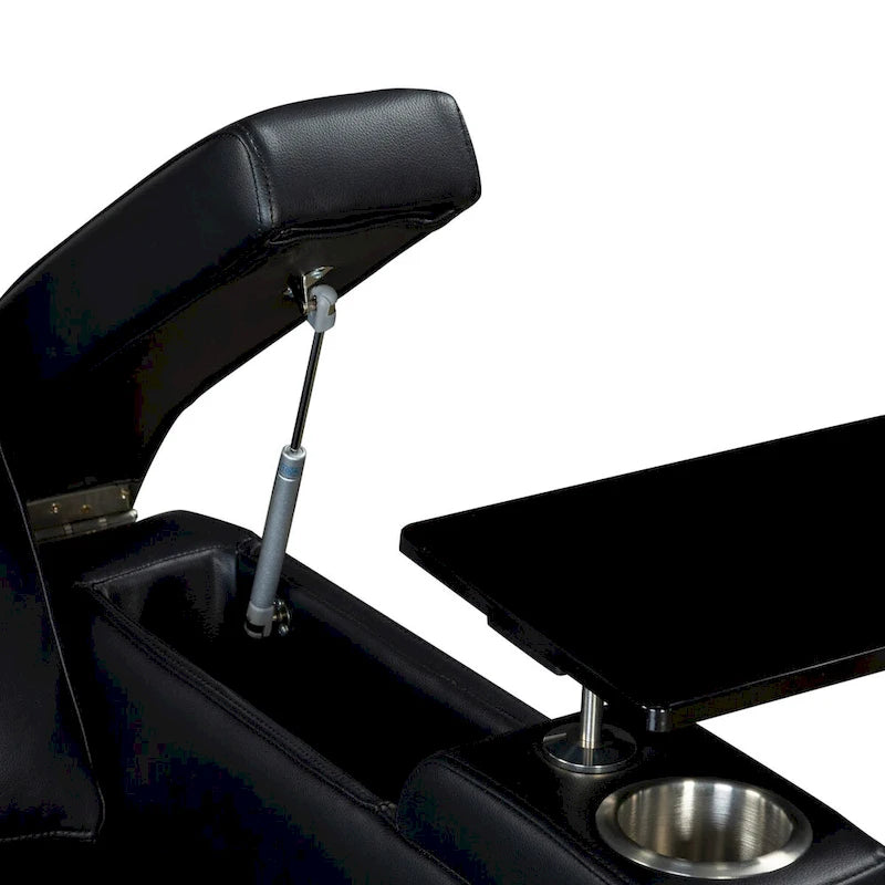 PU Leather Power Recliner Chair with Power Adjustable Headrest, USB Port, Storage Arms, Cup Holder Swivel Tray Table