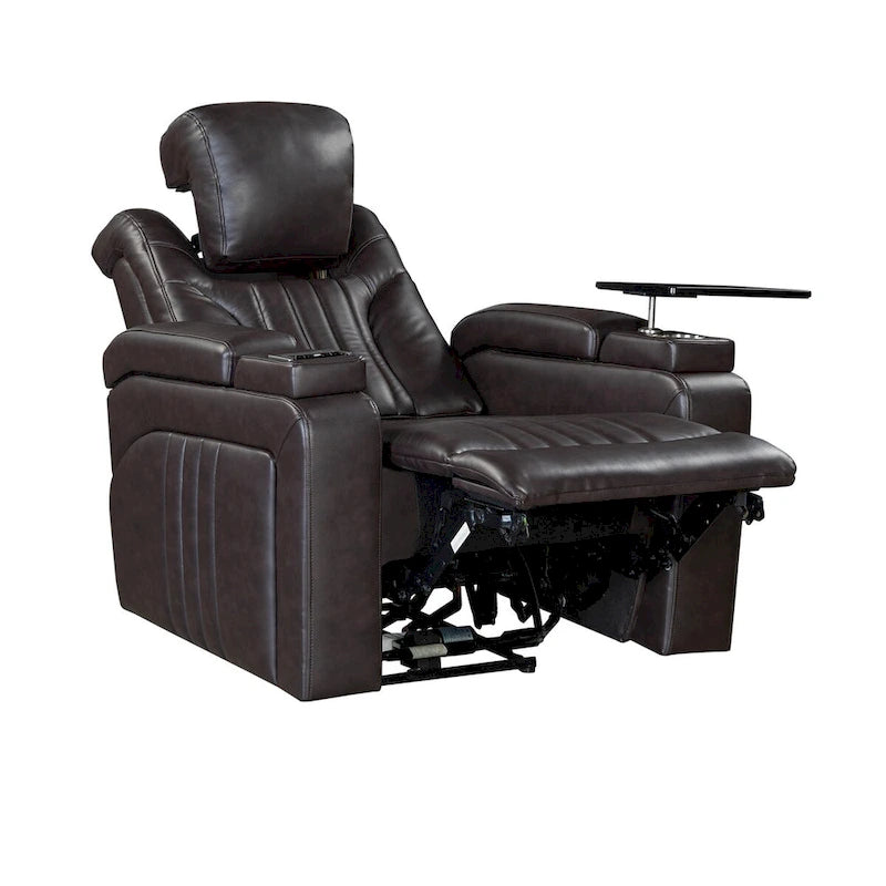 PU Leather Power Recliner Chair with Power Adjustable Headrest, USB Port, Storage Arms, Cup Holder Swivel Tray Table