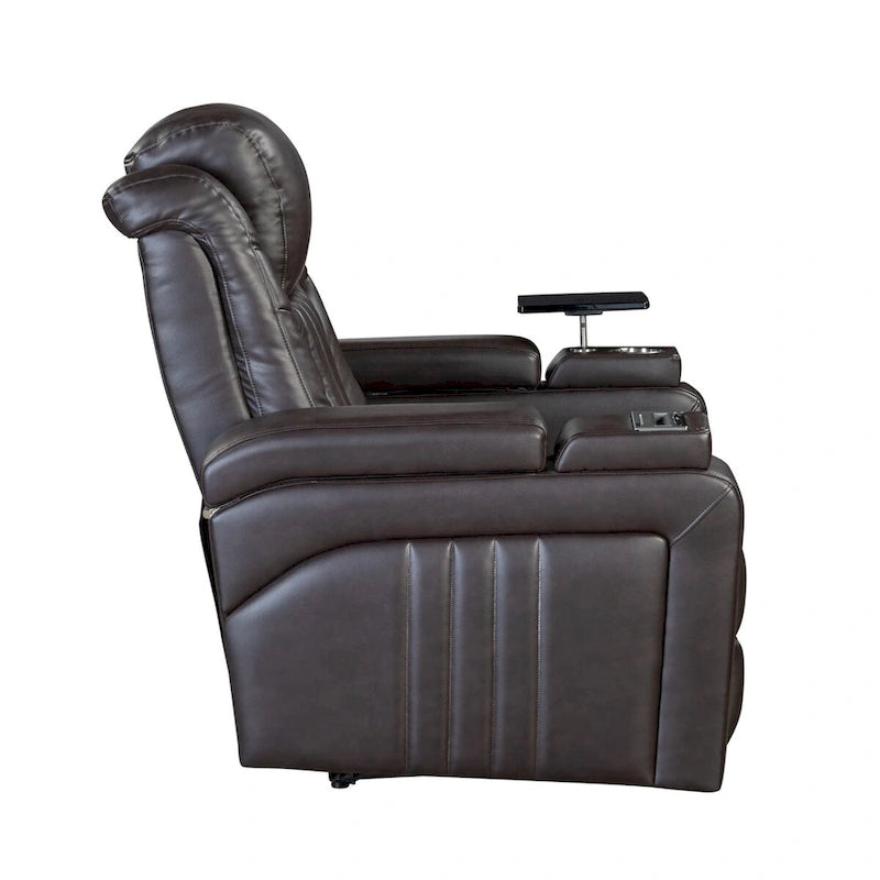 PU Leather Power Recliner Chair with Power Adjustable Headrest, USB Port, Storage Arms, Cup Holder Swivel Tray Table