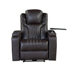 PU Leather Power Recliner Chair with Power Adjustable Headrest, USB Port, Storage Arms, Cup Holder Swivel Tray Table