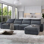Modern Convertible Large L-shaped Feather Filled Sectional Sofa with Reversible Chaise - 129.9W x 72D x 31.5H
